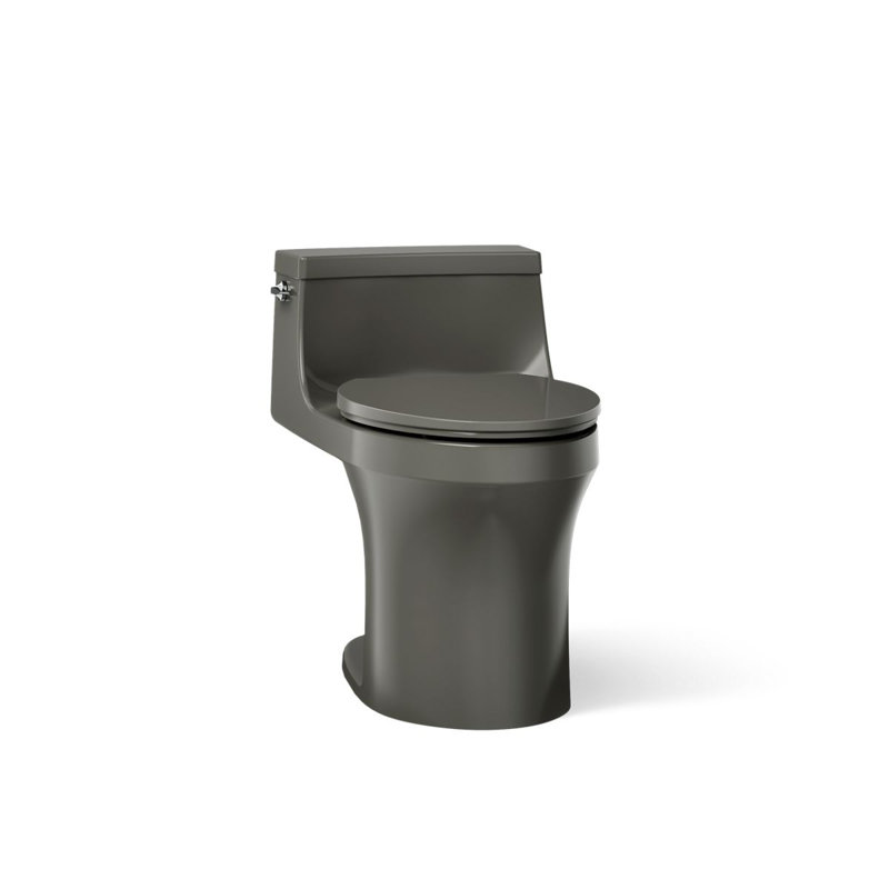 San Souci™ 1.28 GPF Elongated One-Piece toilet (Seat Included), Thunder Gray, Left-Hand