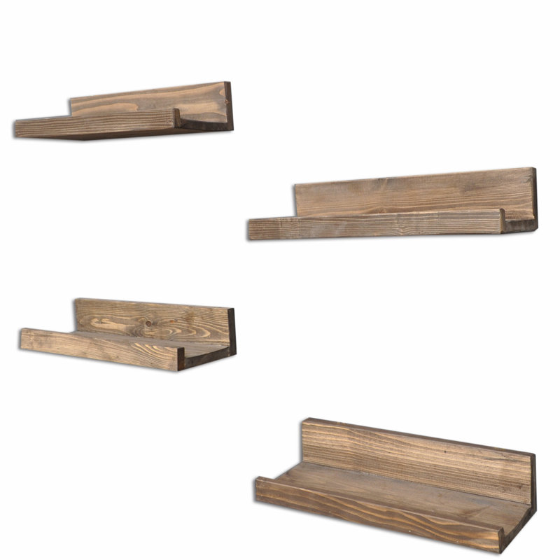 4 Piece Solid Wood Floating Shelf