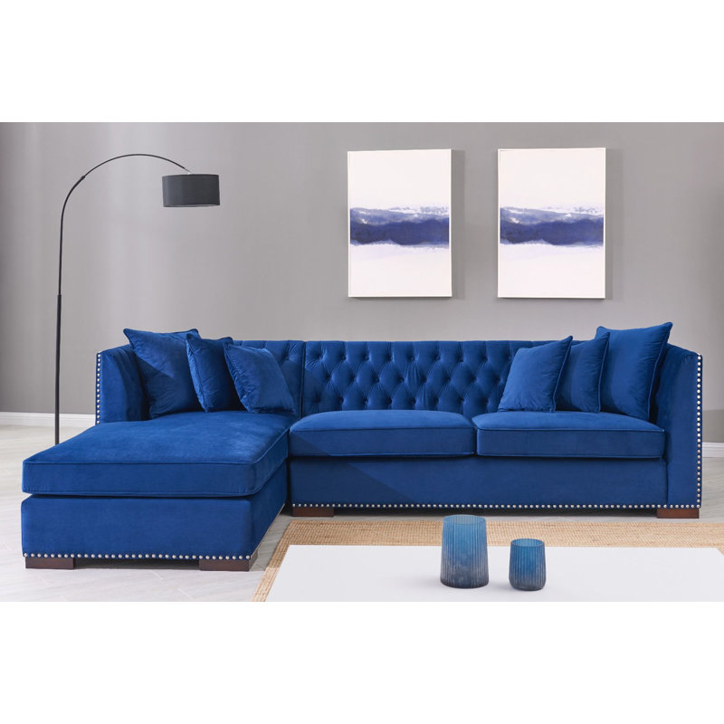 Melanie 5 Seater Velvet Corner Sofa , Left Hand Facing