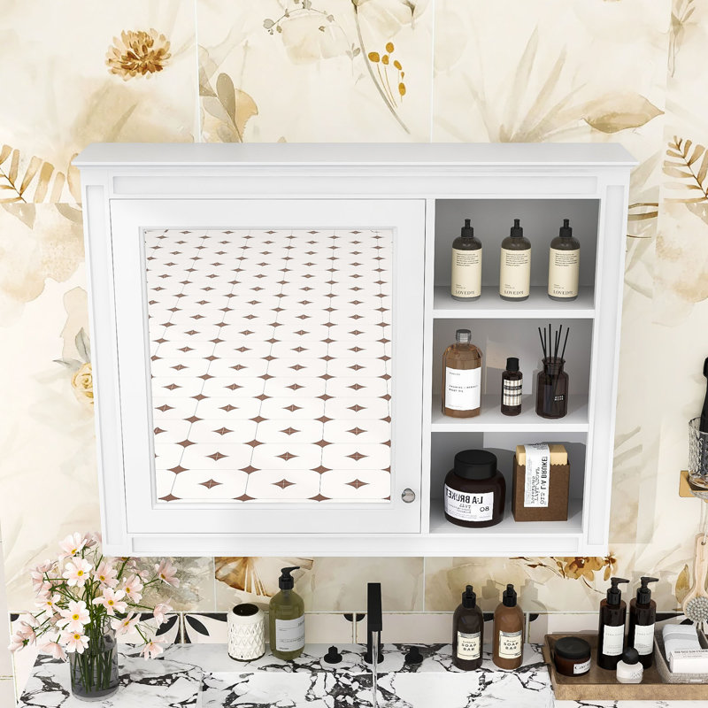 Armoire à pharmacie murale moderne avec miroir - unité de rangement pour salle de bain, Blanc, H 27,7 po x l 36 po x P 6,7 po