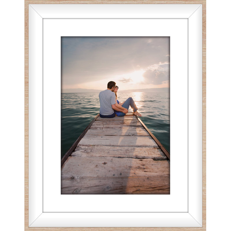 Cadre photo biseauté, Blanc, 5" x 7"