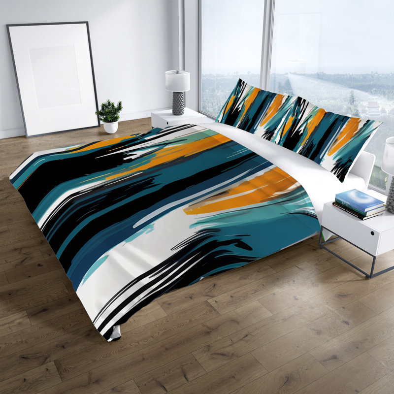Polyester Abstract Duvet Cover, King Duvet Cover + 2 King Shams