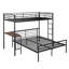 Lit superposé simple au-dessus d'un lit double en métal avec bureau, échelle et lattes de qualité pour la chambre à coucher, métallique-73802479