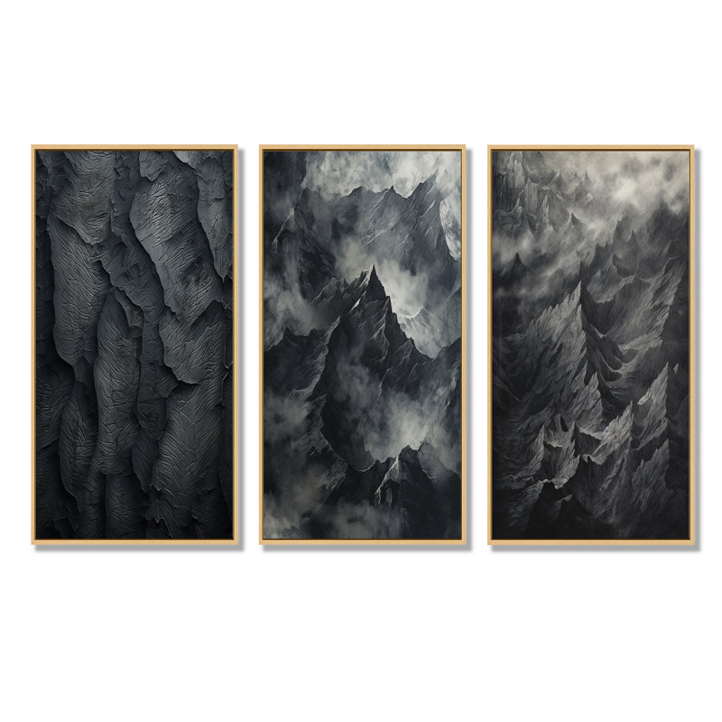 Mountains Percolated Peaks, H 28 po x l 36 po, Cadre flottant brun