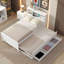 Lit plateforme simple avec tête de lit, USB, lit gigogne simple et 3 tiroirs, blanc-1791686111