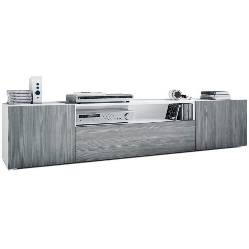 Akaki Unfinished TV Stand for TVs up to 78", Avola Anthracite front/White top