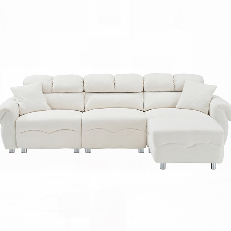 Canapé en velours avec repose-pieds Avrilynn, Beige