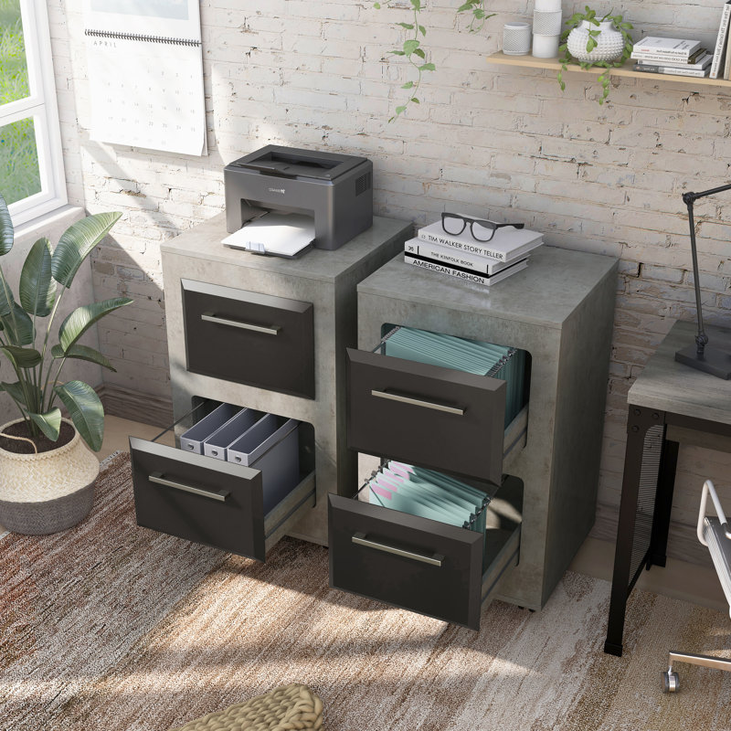 Kettering 21.02'' Wide 2 -Drawer Mobile File Cabinet, Cement