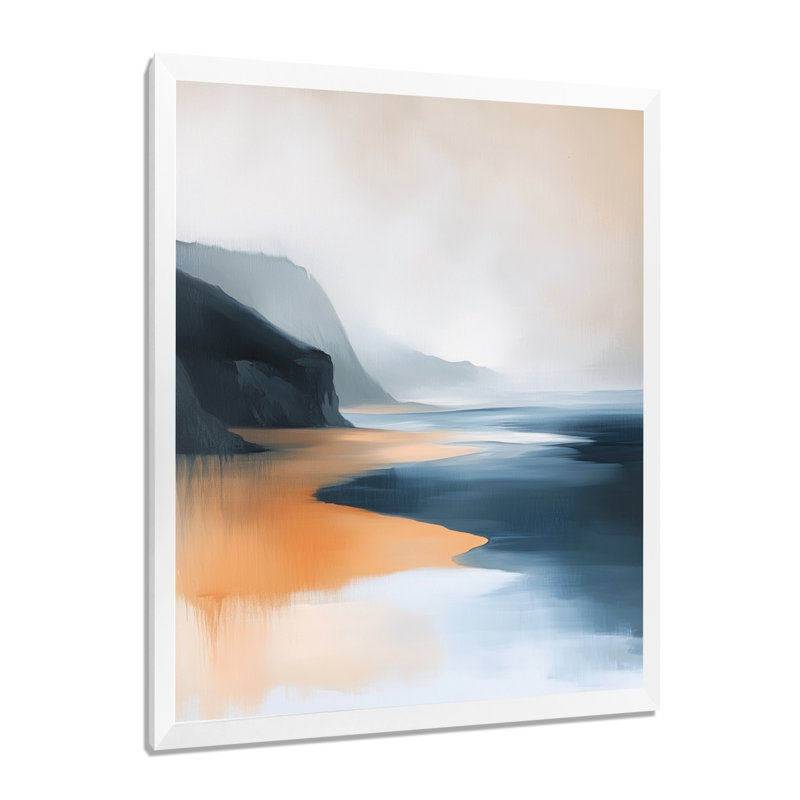 Falaise d'ambre - Tableau encadré côtier, H 44 po x l 34 po, White Picture Framed