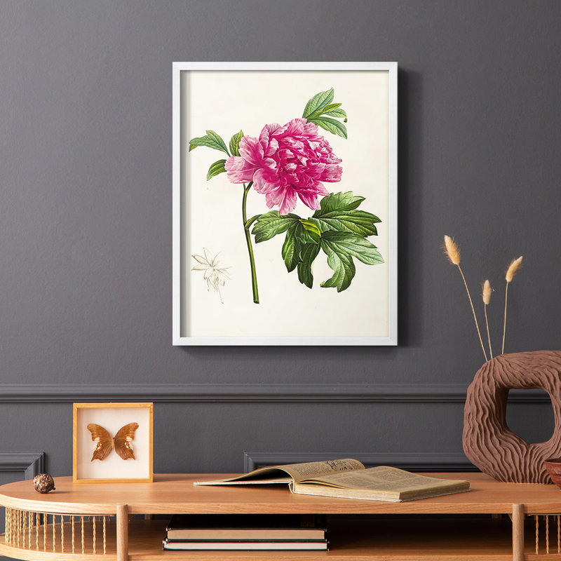 «Pretty Pink Botanicals I», reproduction encadrée - bois massif, Blanc, H 14 po x l 11 po