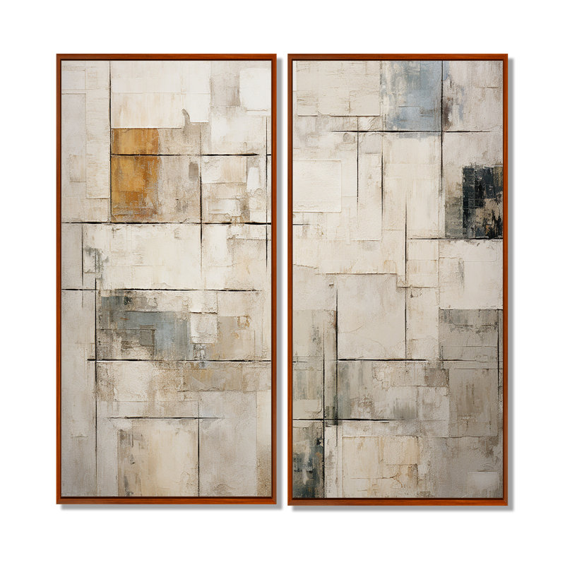 Minimalisme beige et or scandinave V - impressions d'art scandinaves sur toile, 40" H x 40" W, Impression encadrée flottante