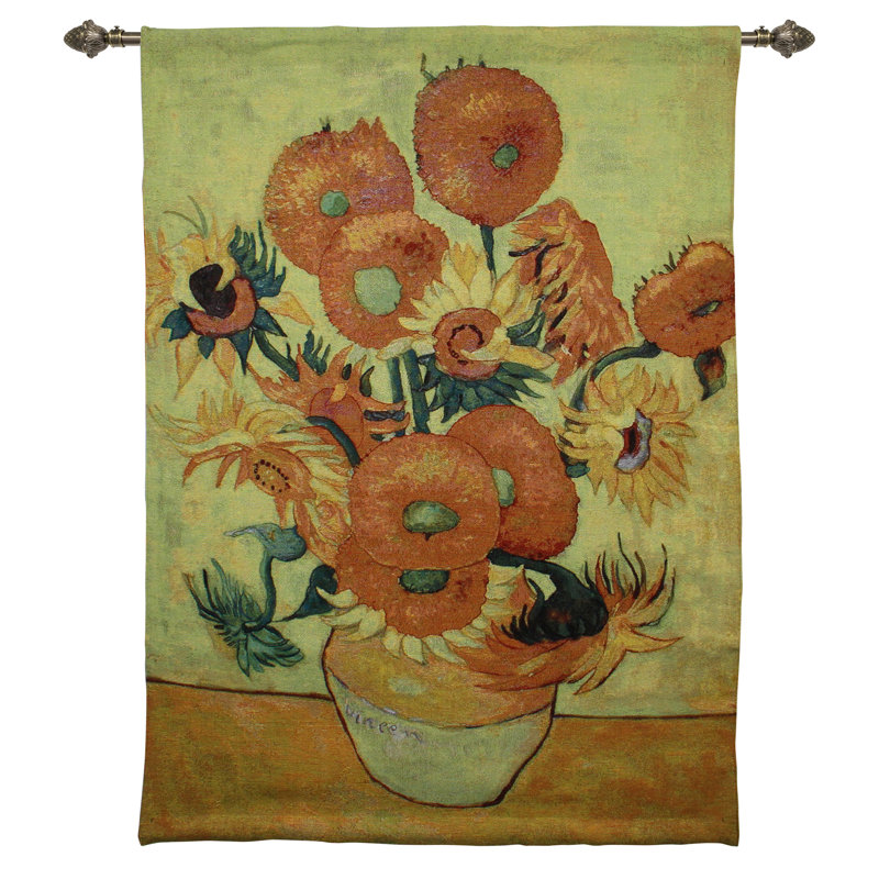 Suspension murale fleur gogh en coton van, H 55 po x l 37 po