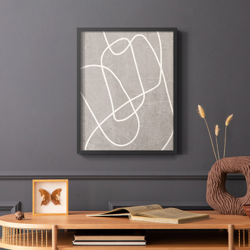 Fissures II, reproduction encadrée - bois massif, H 10 po x l 8 po, Noir