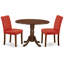 L'ensemble de table de cuisine 5 pièces pour 4 personnes comprend une table de salle à manger ronde avec Dropleaf et 4 chaises de salle à manger Parson en similicuir, 42 x 42 pouces, noir-194567321-242546788-242546784