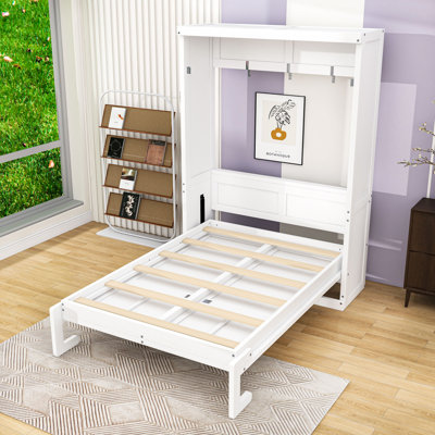 Lit escamotable en bois avec lattes