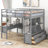 Loft Bed with Built-in Desk with Two Drawers, and Storage Shelves and Drawers-102409165-102409167