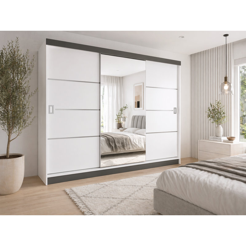 Amalberga 3 Door Solid + Manufactured Wood Wardrobe, White