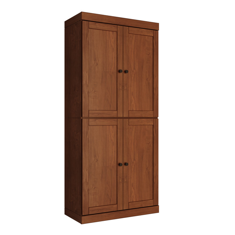 100% Solid Wood 6-Shelf Bookcase, Shaker Doors, Adjustable Shelves, 32" Wide, 71.5" Tall, Mocha