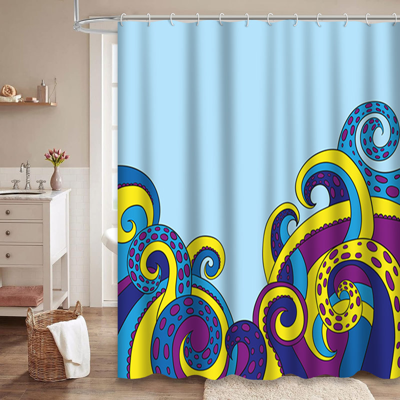 Rideau de douche avec 12 crochets Octopus, L 72 po x l 84 po
