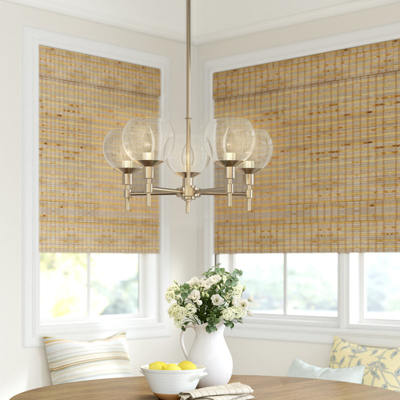 Hunter Xidane With Clear Glass 5 Light Chandelier Ceiling Light Fixture, Alturas Gold