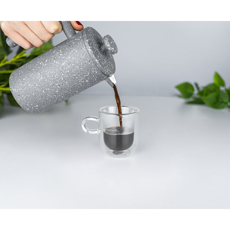 Café Olé CFD Cafetière, Double Walled Stainless Steel French Press Coffee Maker, 17.5cm H x 13cm W x 9cm D, Black