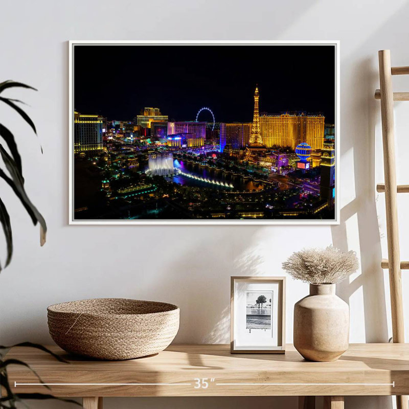 Las Vegas, 25 po x 17 po, Cadre flottant blanc
