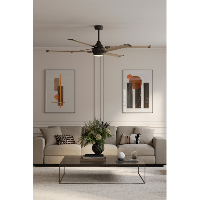 Soarin 72" 5CCT LED Smart Ceiling Fan, Black, Aged Oak