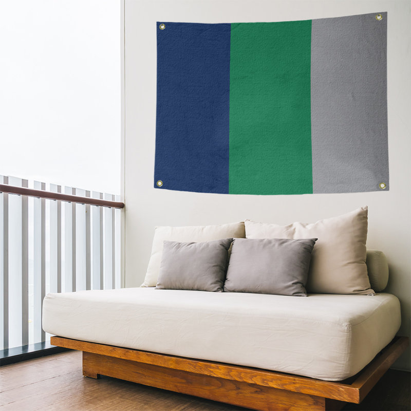 Tapisserie de polyester Vancouver, H 26 po x l 36 po x P 1 po, Bleu / vert / gris froid