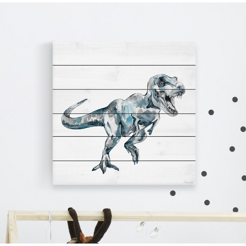 Gagliano Mighty T-Rex Print on White Wood, 32" H x 32" W x 1.5" D
