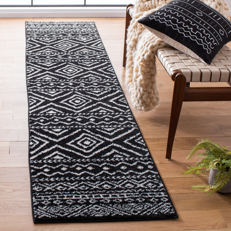 Tapis noir / ivoire Summey Southwestern, Tapis de couloir 2 pi x 15 pi