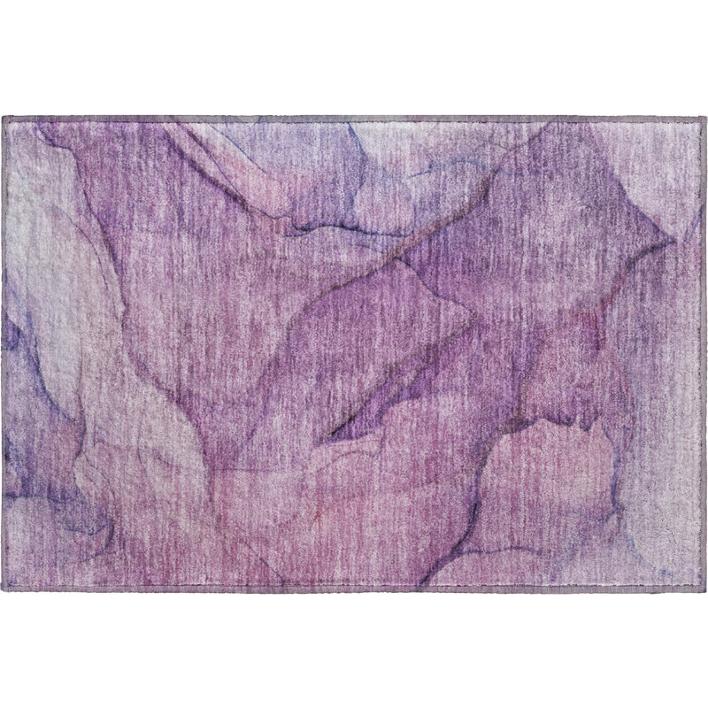 Premium Machine Washable Cerrito AMF607 Purple Rug, Rectangle 1'8" x 2'6"