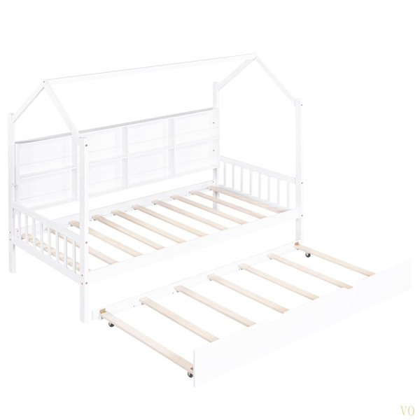 Ebern Designs Wooden Full Size House Bed With Trundle,Kids Bed With ...