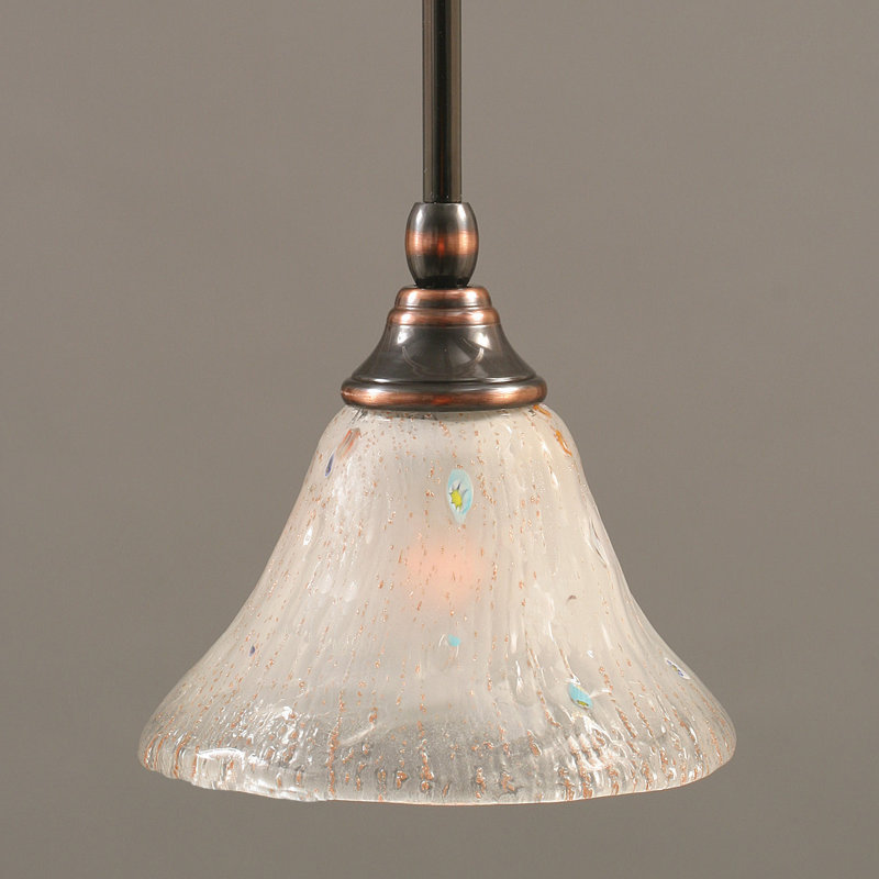 Stem Hung Mini Pendant With 7" Frosted Crystal Glass, Black Copper