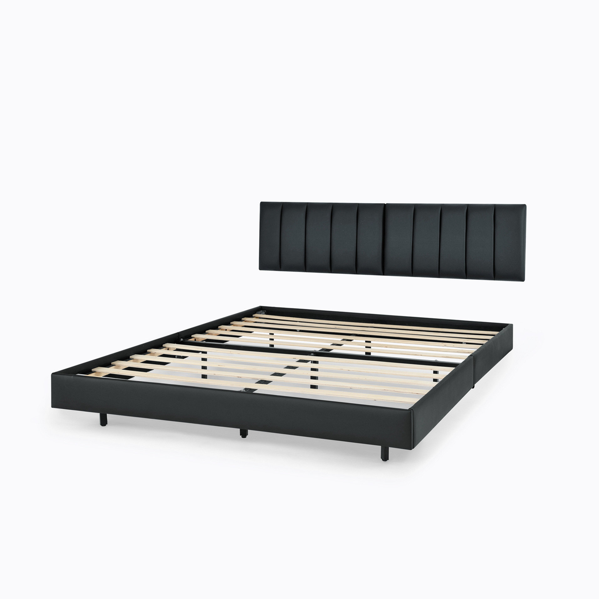 Ivy Bronx Queen Floating Bed Frame with Wall Mounted Headboard Modern