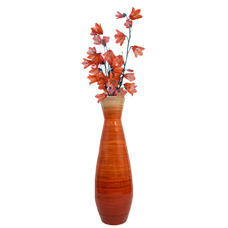 Vase de plancher en bambou, Orange, H 8 po x l 8 po x P 8 po