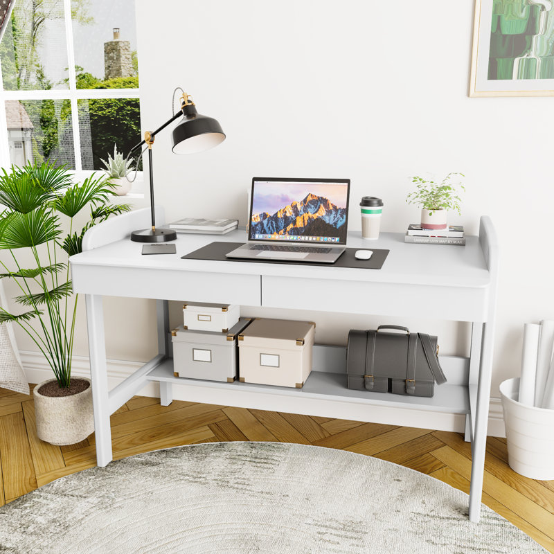 Bureau en bois massif avec tiroirs, bureau manuel à hauteur réglable avec trou pour câbles, H 31,7 po x l 40,5 po x P 23,6 po