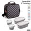Sac à lunch isotherme avec contenants, boîte à lunch thermiquement doublée, contenants réutilisables résistants aux fuites pour le travail, les voyages et la plage, petit sac à lunch à carreaux gris avec sangle réglable, facile à nettoyer