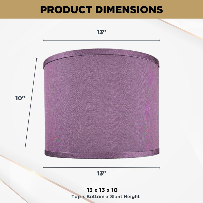 Abat-jour tambour facile à assembler, paquet de 2, Mauve, H 10 po x l 13 po x P 13 po 