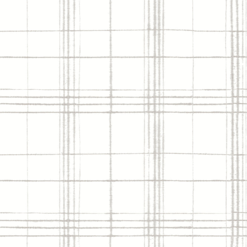 Ashling Plaid Wallpaper, Linen/White