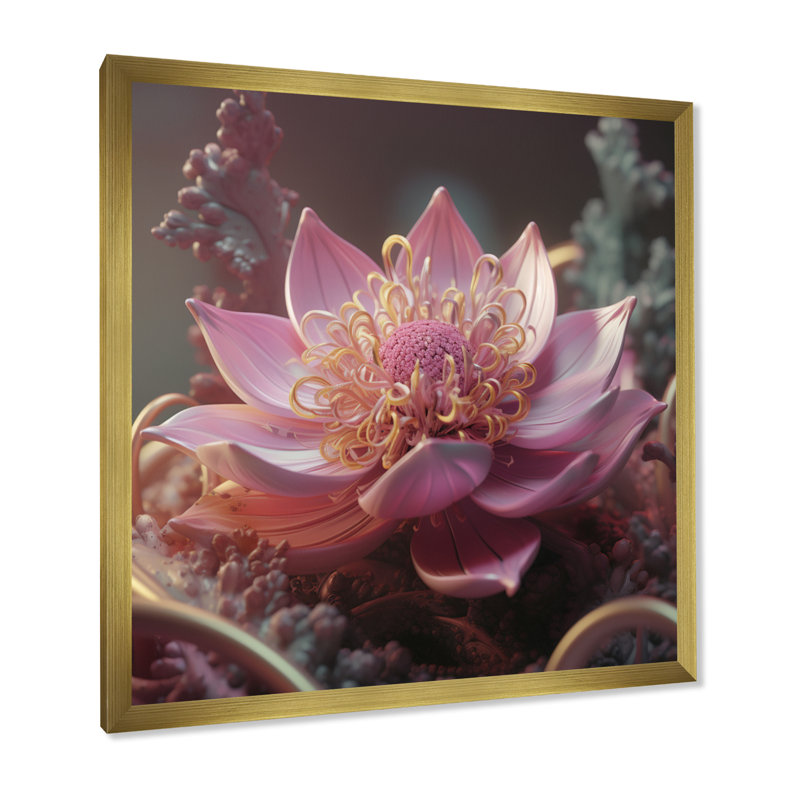 «Blooming Magical Pink Lotus I» sur toile, H 16 po x l 16 po x P 1 po, Cadre doré à une seule photo