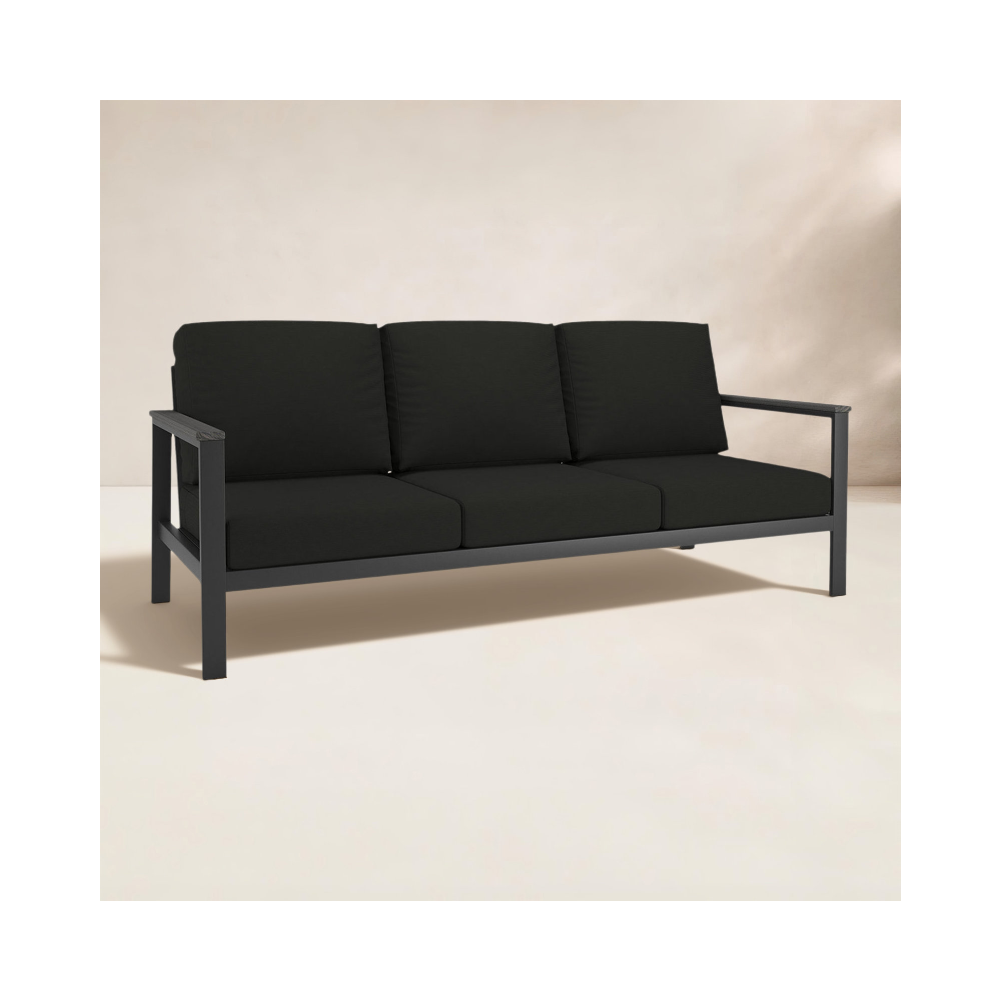 Townsend 80.3" Wide Outdoor Patio Sofa with Sunbrella Cushions, Canvas Black Sunbrella® Canvas