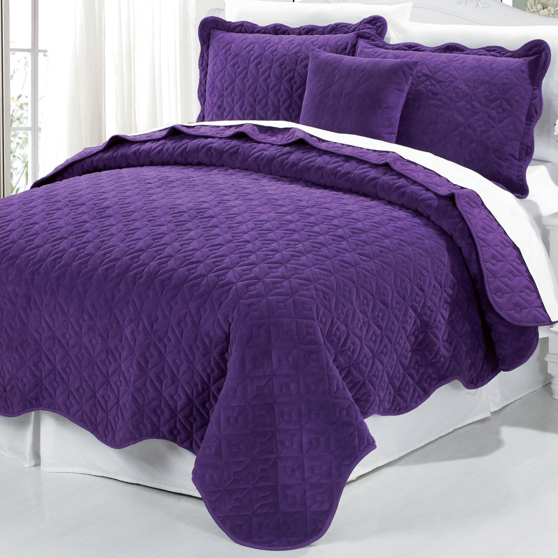 Ensemble de courtepointes carrées 4 pièces, Mauve, Très grand