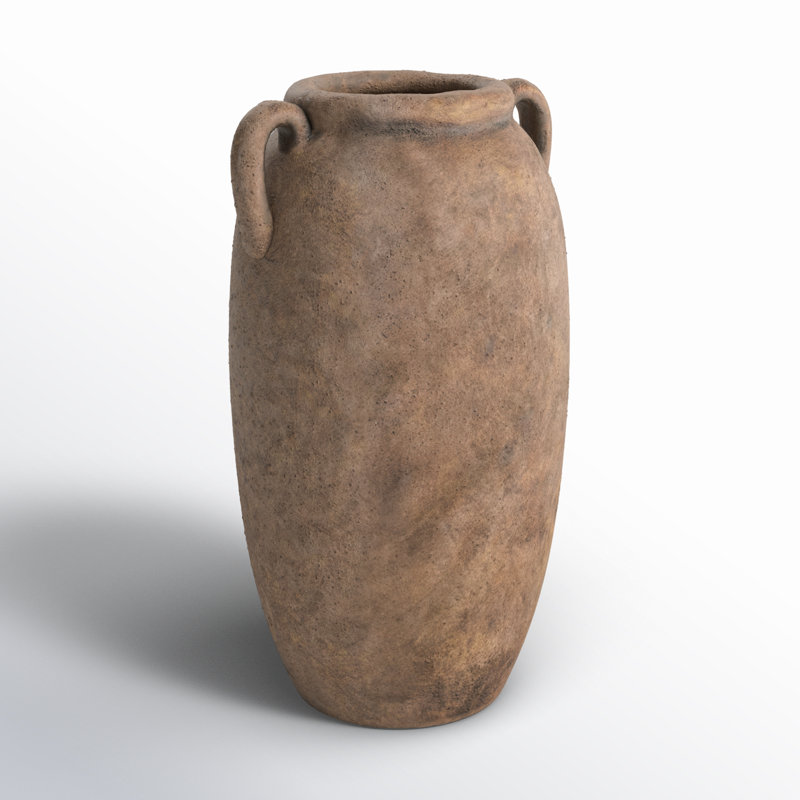 Vase texturé en jonquille et céramique, Brun