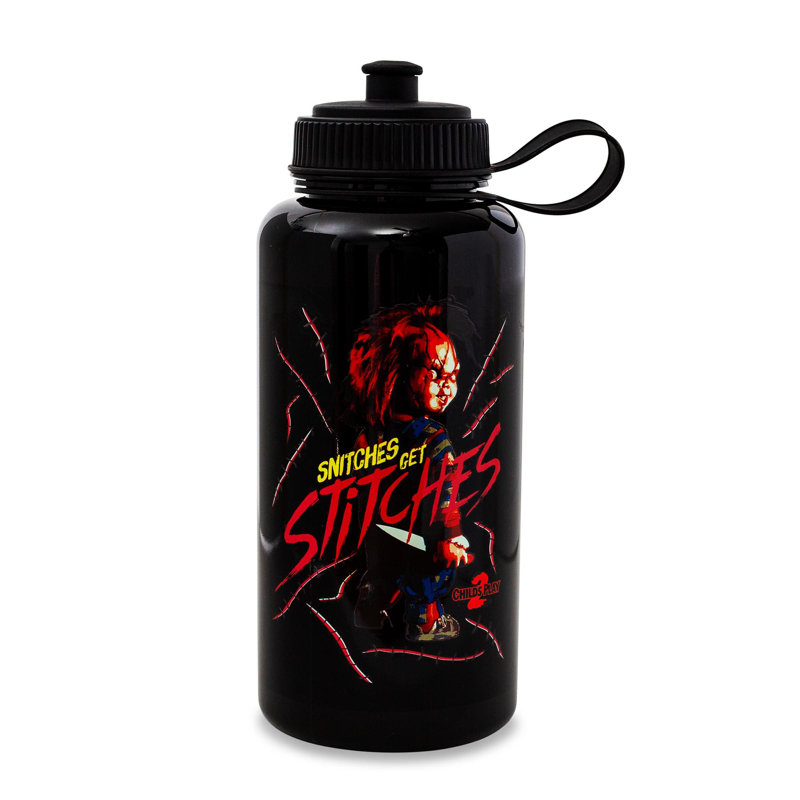 Child's Play 2 Chucky «Snitches Get Stitches», bouteille d'eau de sport de 34 onces
