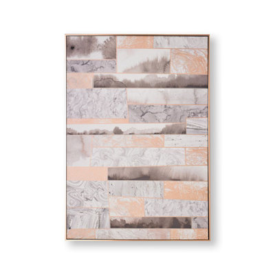Art for the Home Rose Gold/ Grey Marble Quartz Dimension Hand Painted Abstract