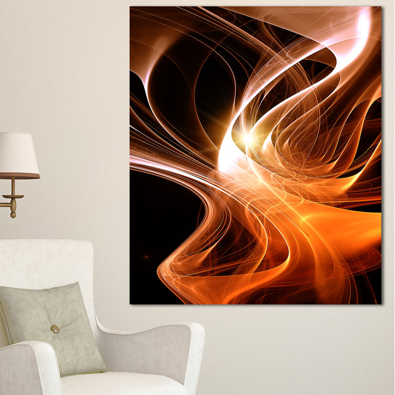 " Orange 3D Shaped Fractal Design ", 32" H x 16" W x 1" D