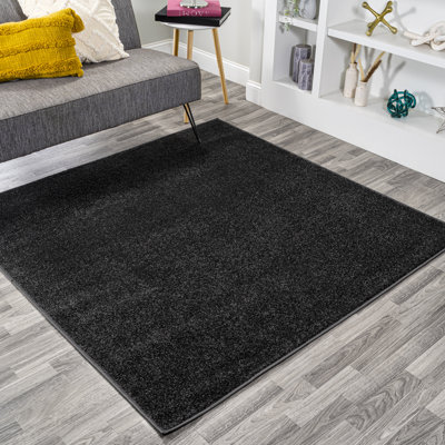 Asaldis Solid Low-Pile Black Rug