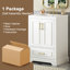 Meuble-lavabo de salle de bain avec lavabo, armoire en panneau de fibres à densité moyenne avec cadre en bois massif, 1 tiroir divisé et 2 portes à fermeture douce avec double tablette sur la porte, meuble-lavabo autoportant-2037532464
