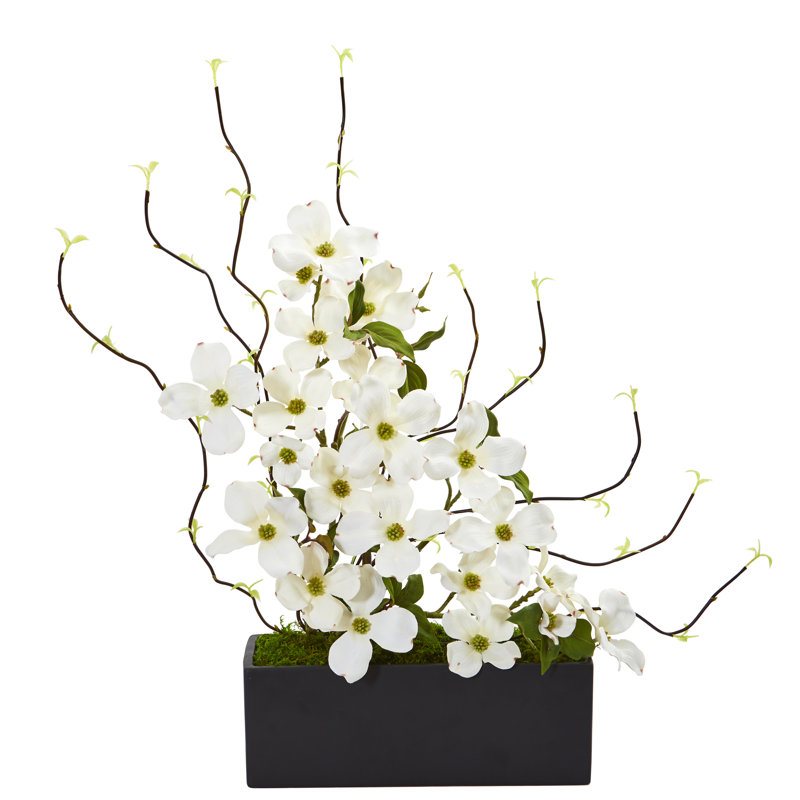 Arrangement floral mélangé artificiel dogwood et willow dans un vase