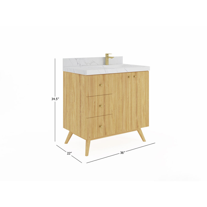 Izzat 36'' Single Bathroom Vanity with Quartz Top